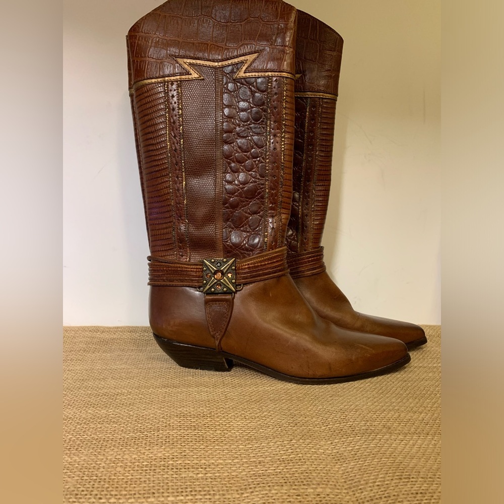 Circle S LTD Women's Tara Western Cowboy Cowgirl Leather Iguana Boots Size 6 M